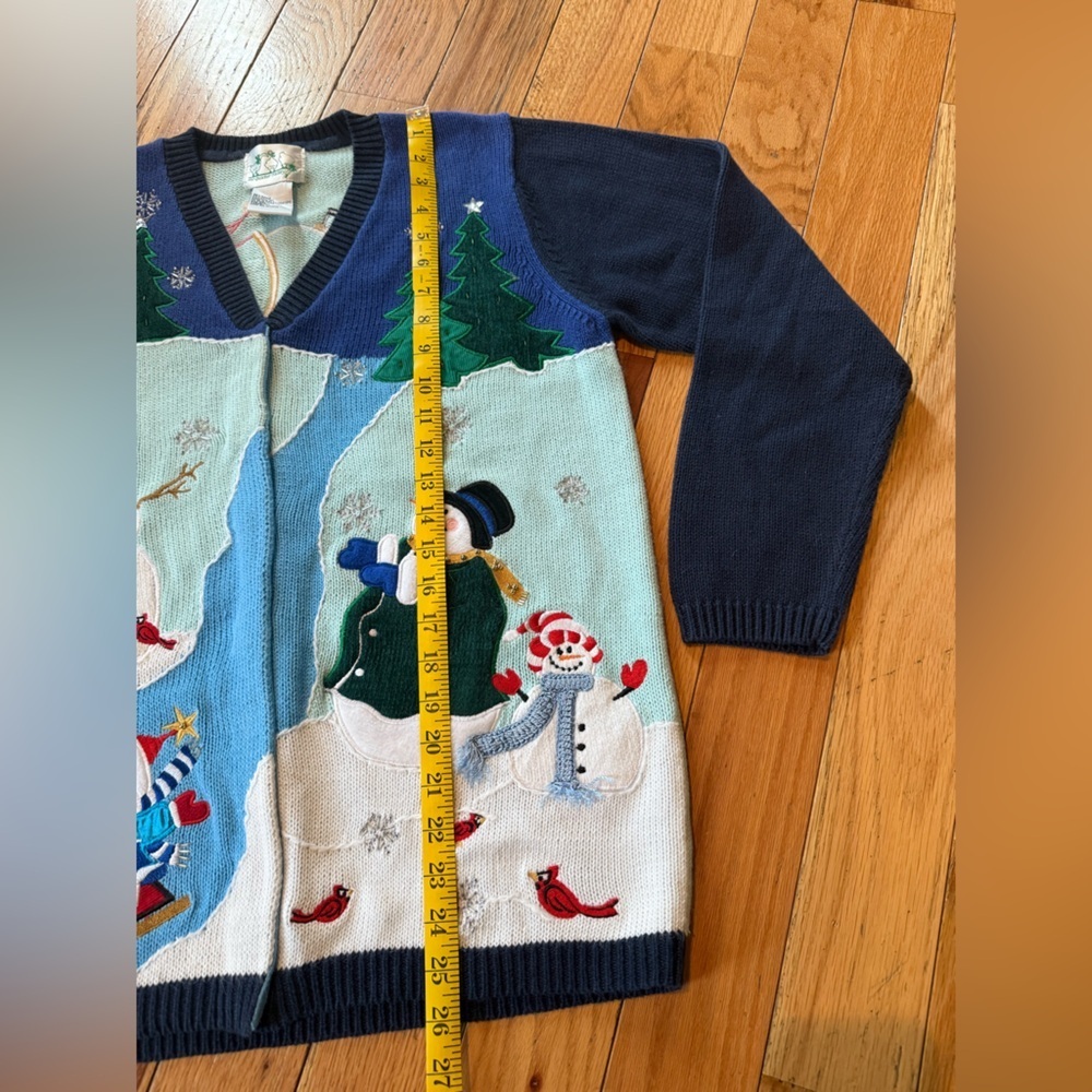 Vintage Quacker Factory Holiday/Winter Sweater/Cardigan Snowman Women’s Size S - Picture 11 of 13